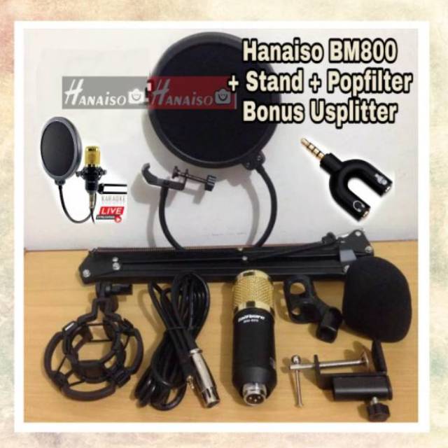 1KG Medan Termurah Paket Ekonomis Medan Mic BM800 BM 800 8000 Kondensor Condensor Popfilter Smule Rekaman V8 Bm8000