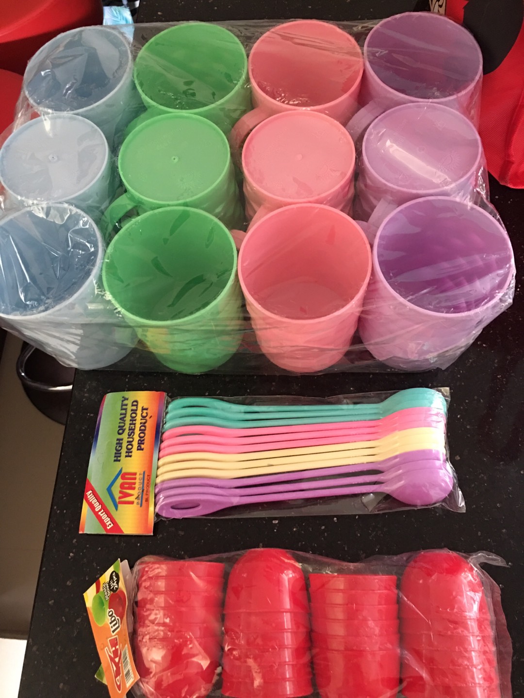 Gelas Gagang Tikar Warna Gelas Plastik 1 Lusin Cangkir Plastik Warna