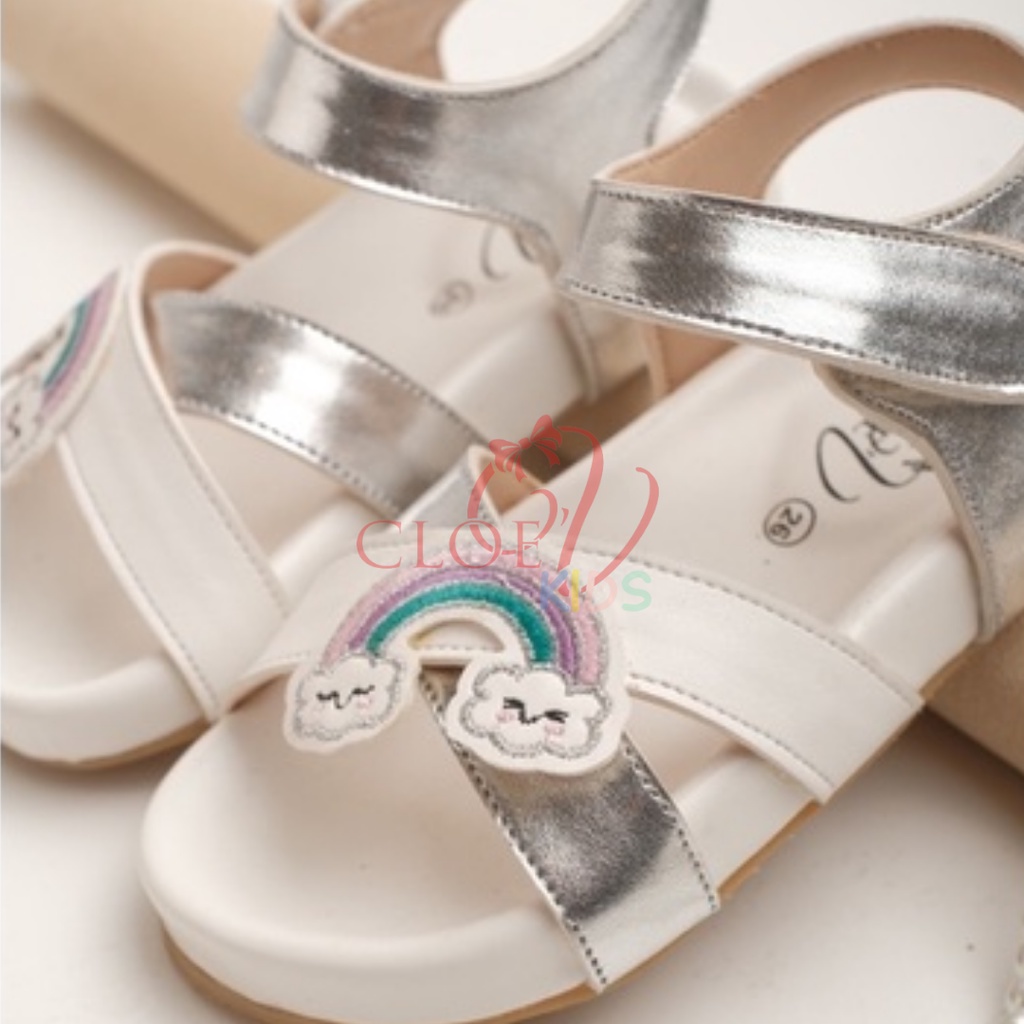 CLOEVKIDS - READY STOCK Lala Pelangi Size 22-35 Sepatu Sandal Anak Perempuan Slip On Flat Lucu