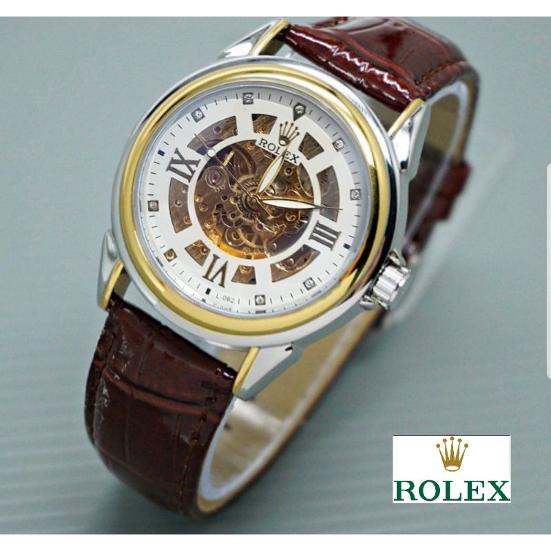 JAM TANGAN PRIA ROLEX SKELETON DIAMOND KULIT AUTOMATIC ROLEX AUTOMATIC ROLEX MATIC