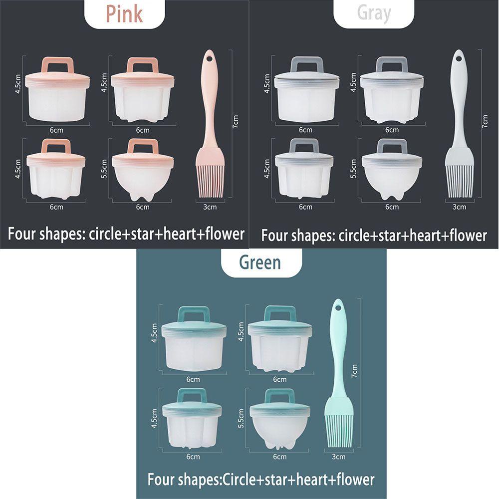 4pcs / Set Cetakan Telur Rebus Bahan Silikon Aneka Warna Dengan Tutup Dan Sikat Untuk Dapur