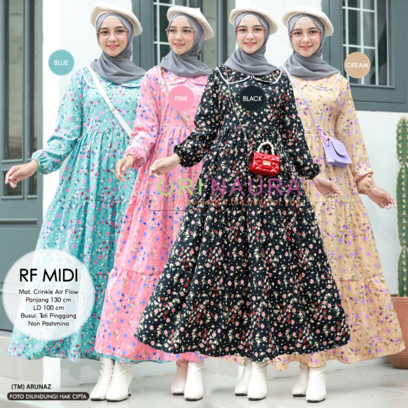 RF Midi | Gamis Busui | Gamis Harian | Gamis Rayon Viscose Adem Terbaru | RF midi by Orinaura