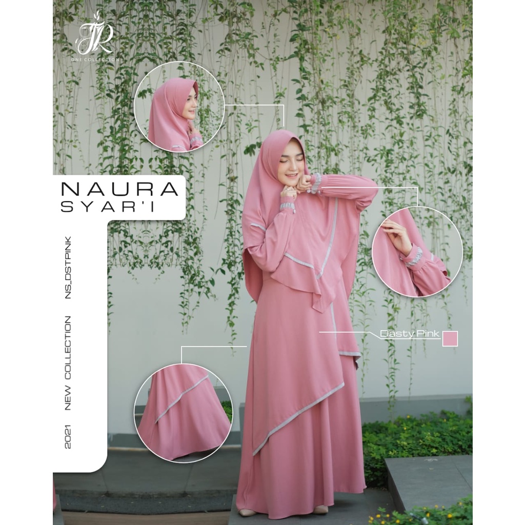 GAMIS NAURA syari set Khimar ORI JR terbaru size standar jumbo wanita Itycrepe Premium Original past