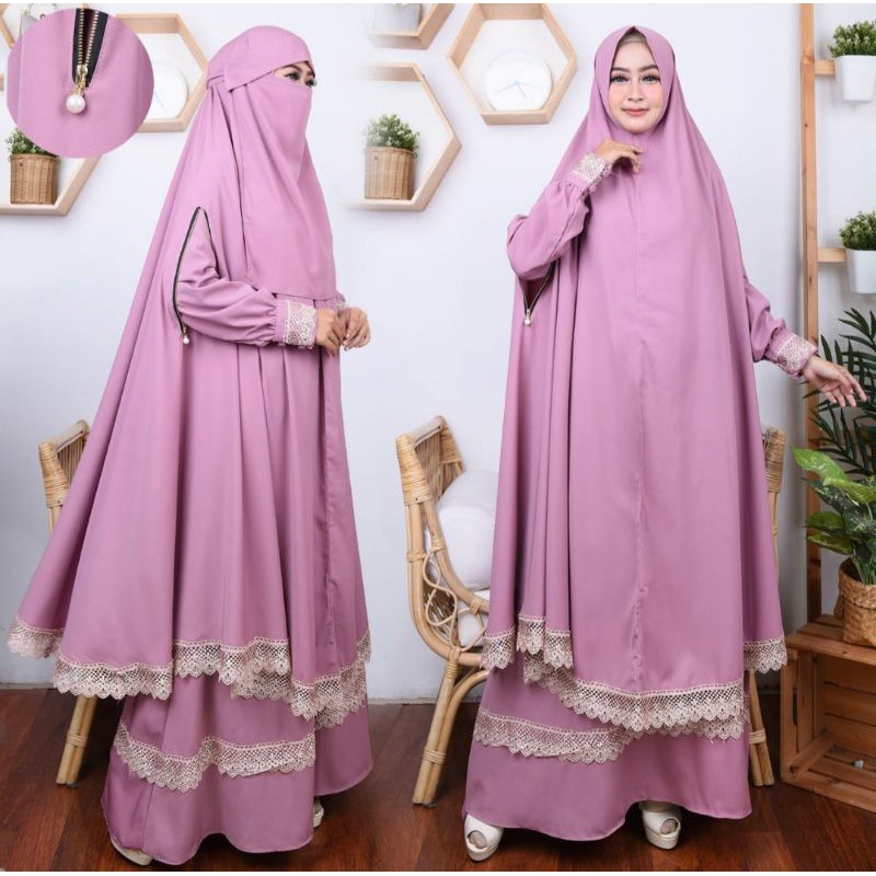 baju gamis wanita dress muslim terbaru Gamis syari alya set by Resvy_collection baju gamis wanita te