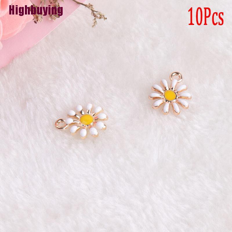 Hbid 10Pcs / Set Liontin Bentuk Bunga Matahari Bahan Alloy Untuk Membuat Perhiasan DIY