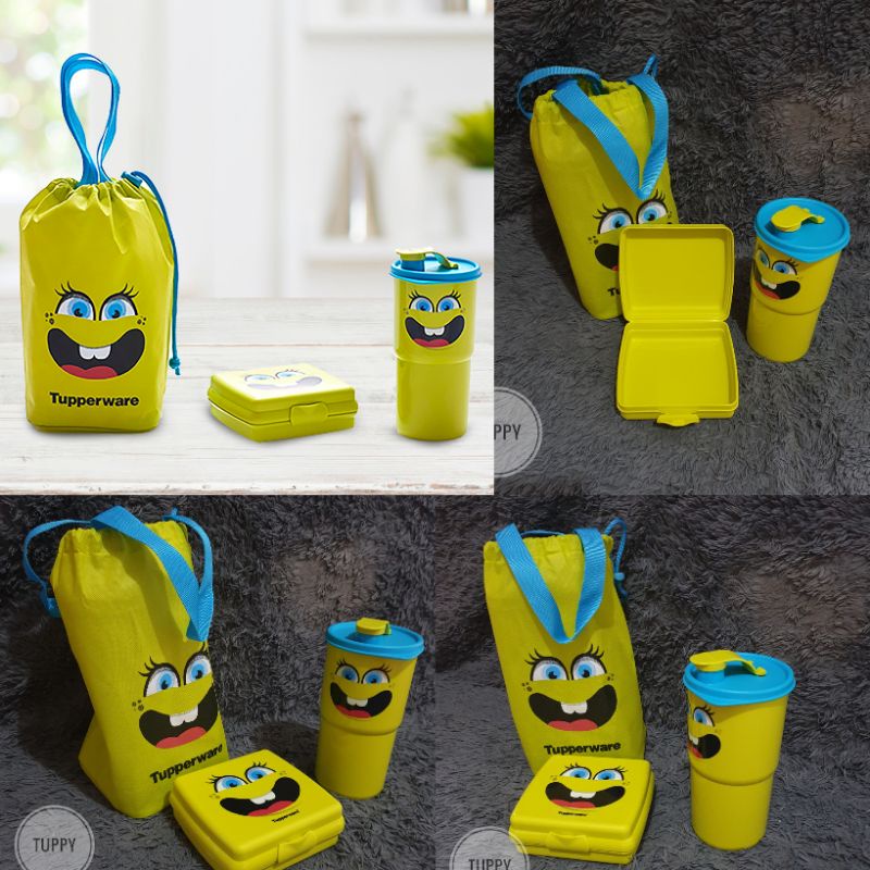 Set Bekal Tupperware Free Tas ( Smiley Lunch Tupperware )