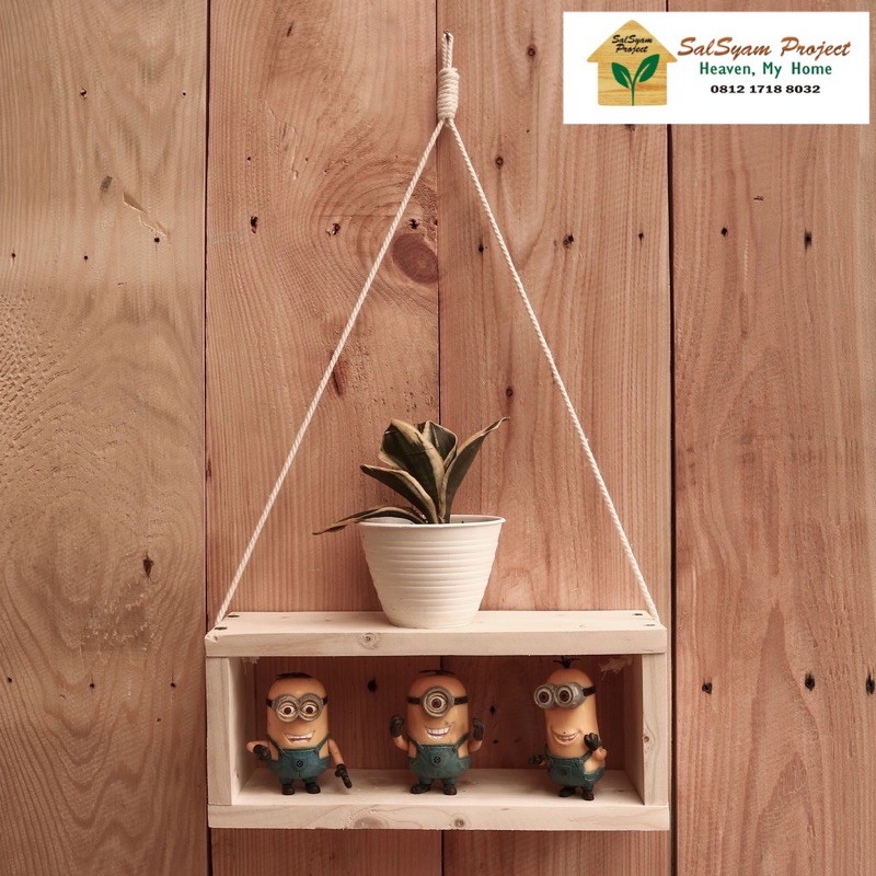 RAK KAYU DINDING ATAU RAK GANTUNG KAYU UNTUK MENGHIAS DINDING RUMAH DEKORASI RUSTIC MURAH UNIK