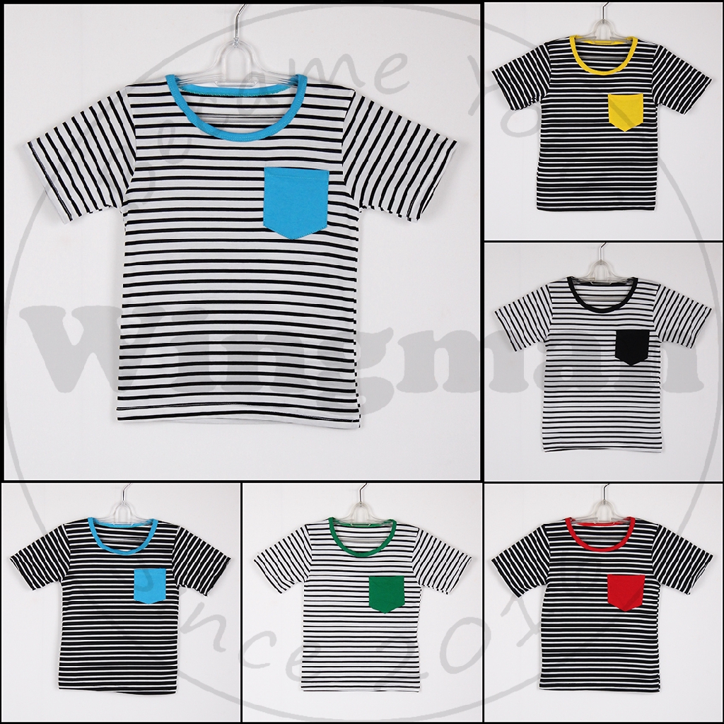  Kaos  Salur Kombinasi  Warna  Anak  Lengan Pendek RANDOM ACAK 