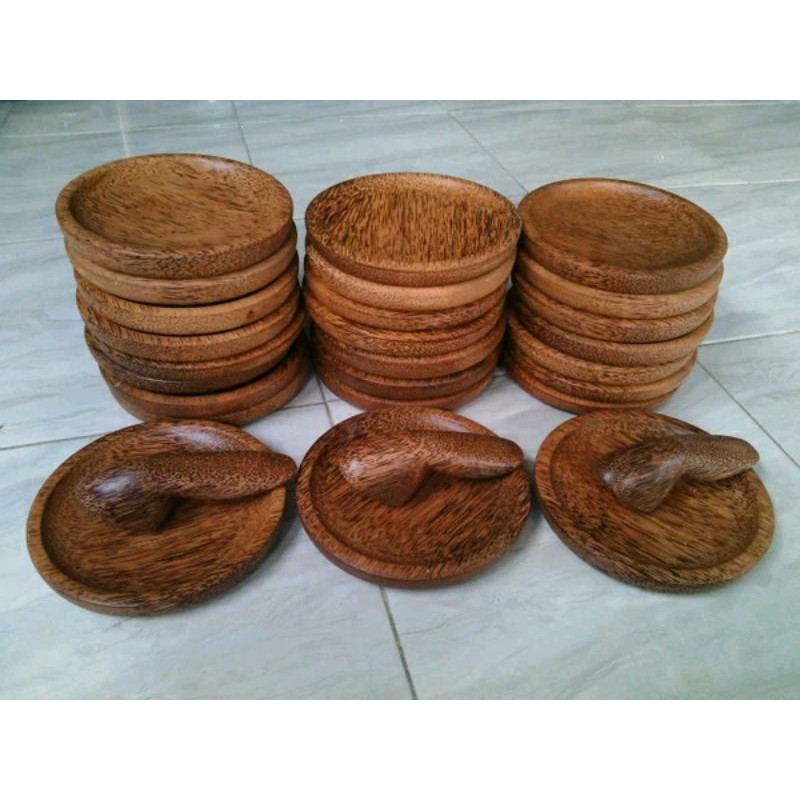 Cobek KAYU KELAPA D20 + Ulekan Kayu Kelapa