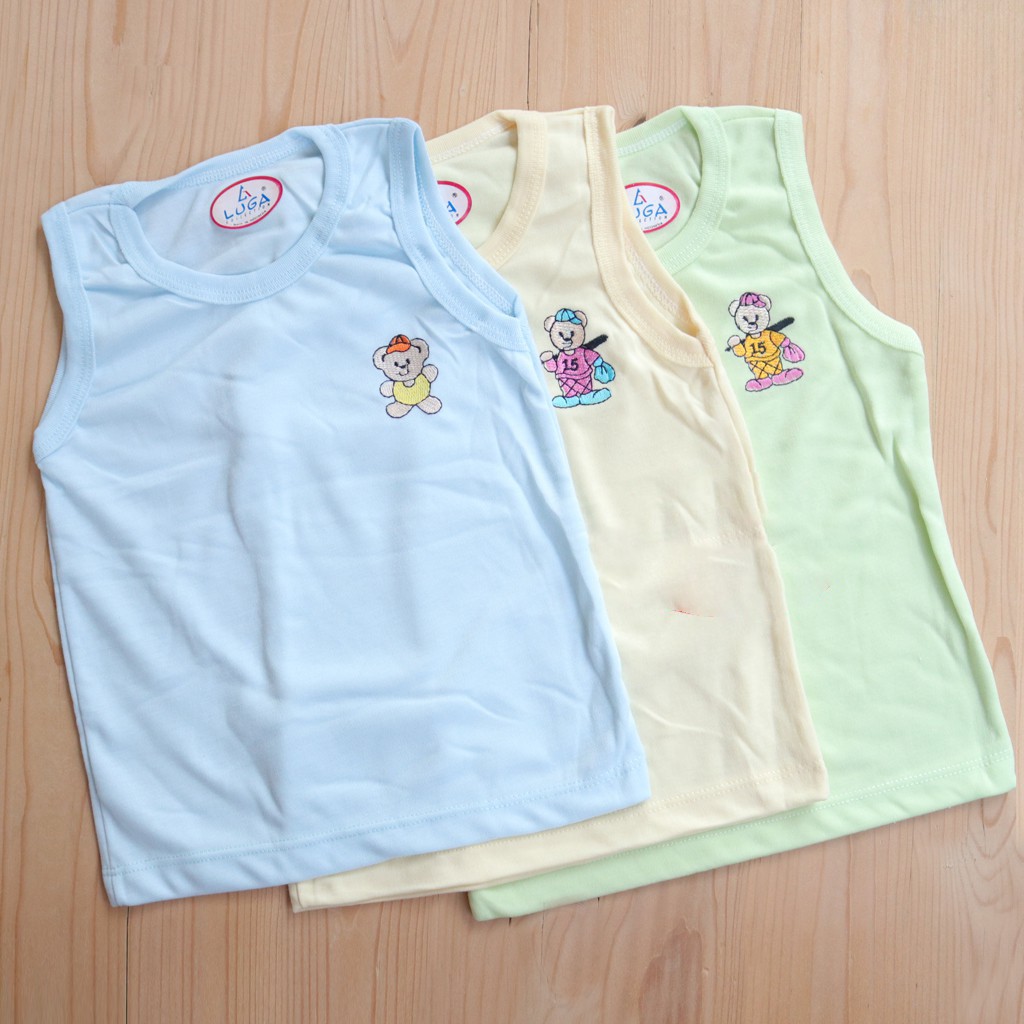 3 Pcs Kaos Buntung Luga - Kaos Tanpa Lengan Bayi - Mix 3 Warna