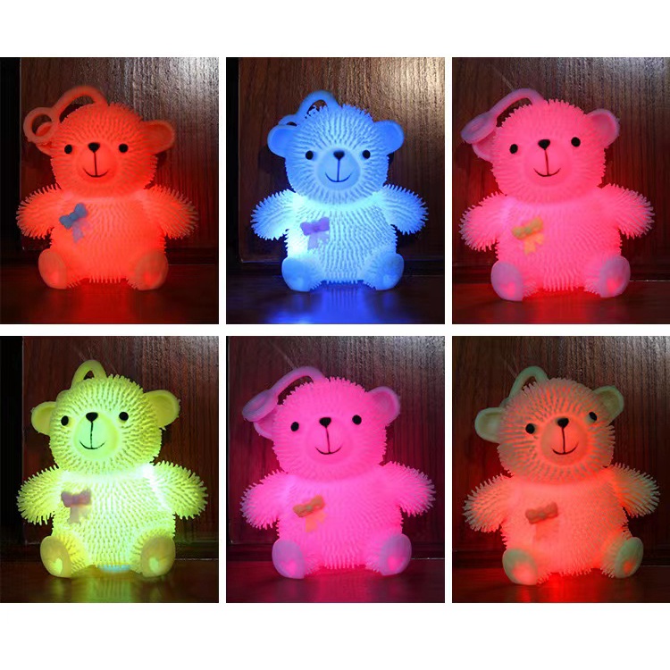 mainan bayi &amp; anak yoyo Ubur beruang lucu happy hati love teddy bear Lampu led Karet jelly mainan stress