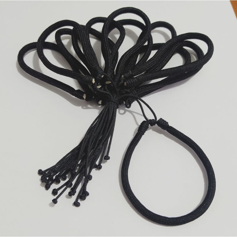 (1ls) GelangTali Hitam Polos 3,5mm Isi 12pcs