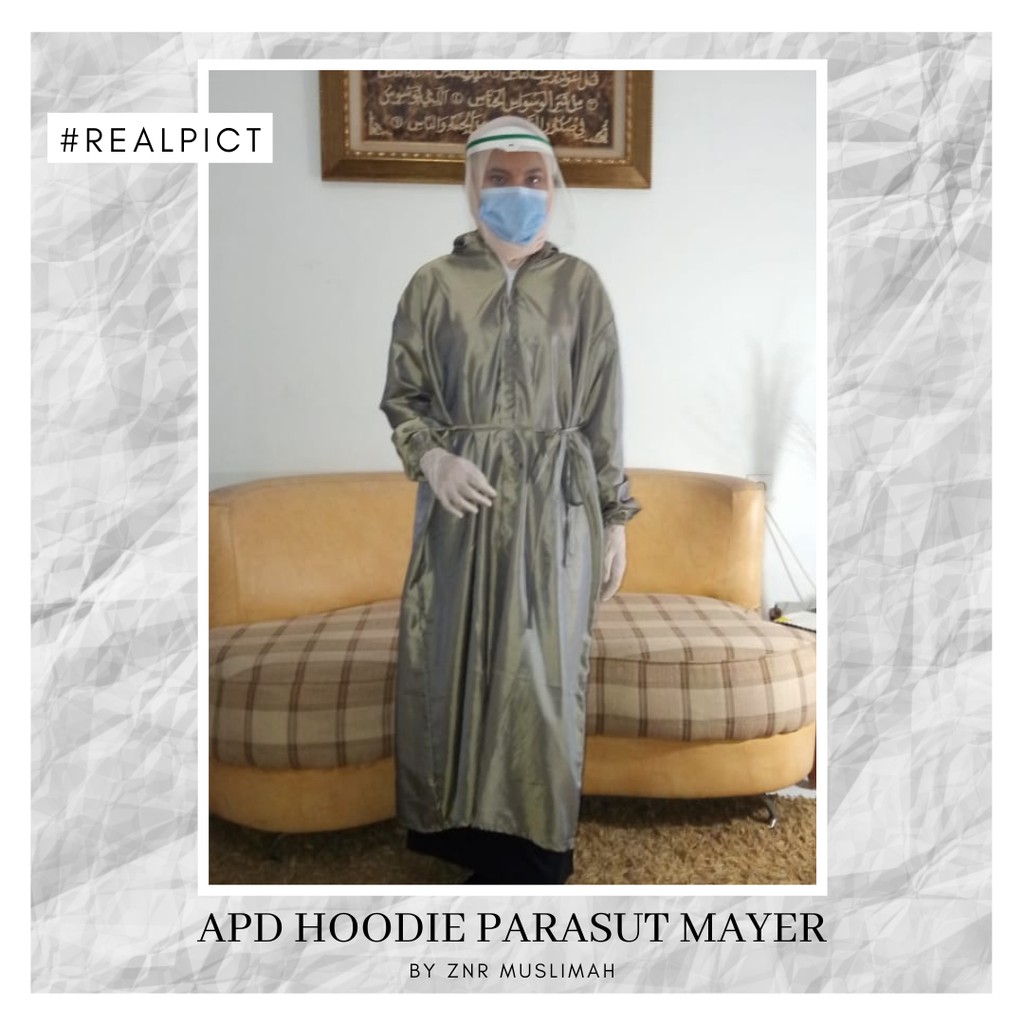 Baju Jaga APD Parasut | Gown Hoodie Parasut | APD Gown Medis | Gown Medis Waterproof