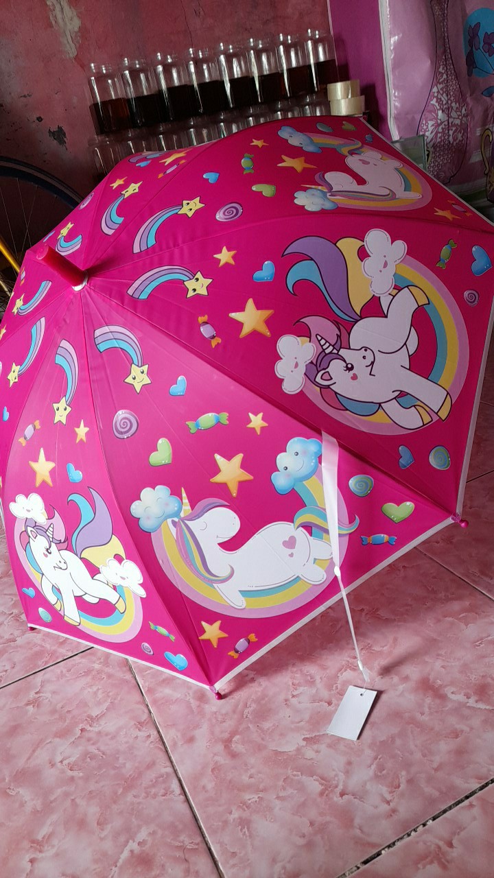 Tcs Payung Anak Unicorn / Pony / Plastik / Semi Transparan / Dof