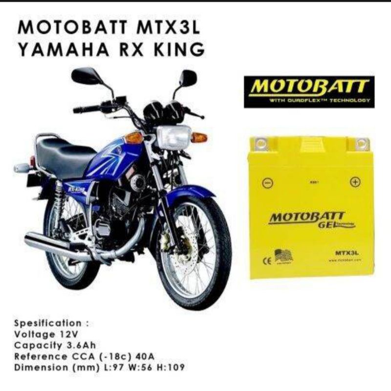 AKI MOTOR NEW RX KING  AKI MOTOBATT MTX3L ORIGINAL GEL