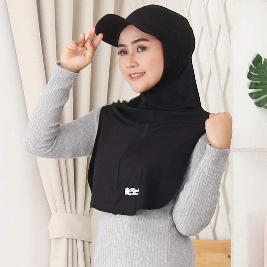 Topi Atasan Hijab Kerudung Jilbab Olahraga Sport Sporty  Wanita Cewek Perempuan Muslim Muslimah Inst