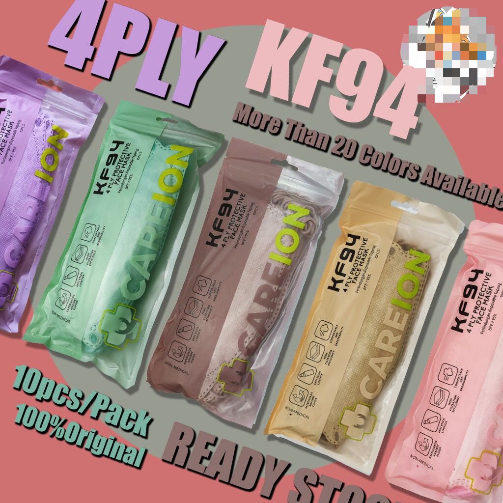 MASKER KF94 ISI 10pc MASKER KF94 MASKER 4D MASKER KF94 KOREA 4ply KF94 - Masker KF94 Warna Soft Pastel Careion Pack isi 10