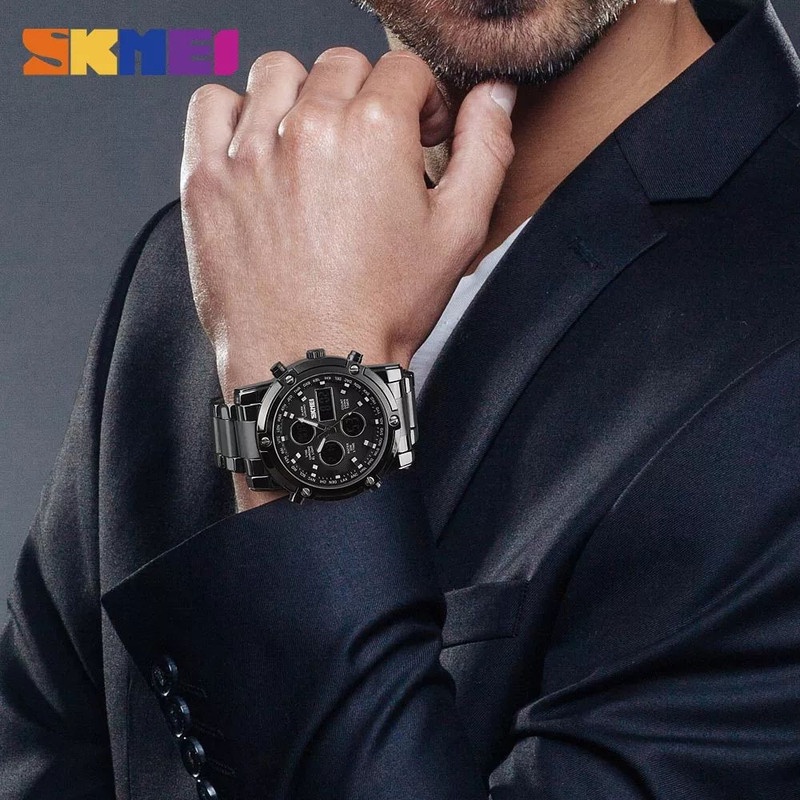 SKMEI 1389 Jam Tangan Watch Pria Digital Analog Stainless Steel