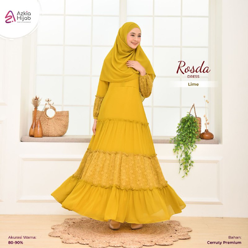 Dress/Gamis Cerutty Babydoll Rosda By Azkia Hijab READY warna Green Lime size L