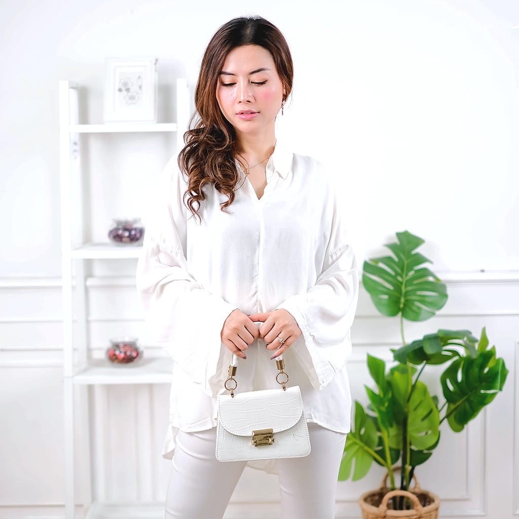 Tq88indonesia Fashion Baju Atasan Jumbo Wanita Terbaru / Vinci RAYON DIAMOND Oversize Shirt  / Blouse  / Blus Polos Lengan Panjang / Busana Santai Cewek / Ootd / Outfit Kekinian