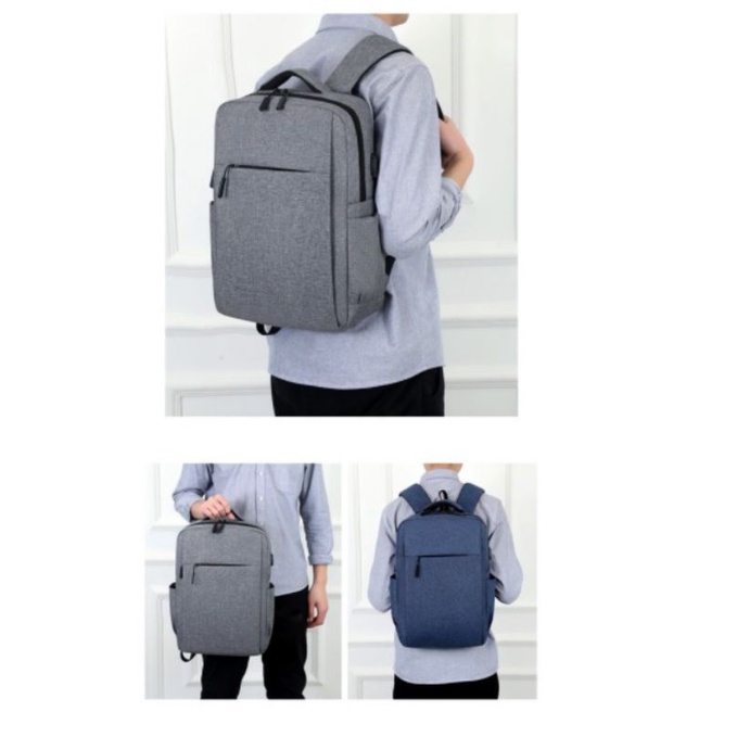 EMOEMO-Tas Ransel Pria Wanita Slot USB laptop 15 inch Backpack Denim untuk kuliah kerja sekolah