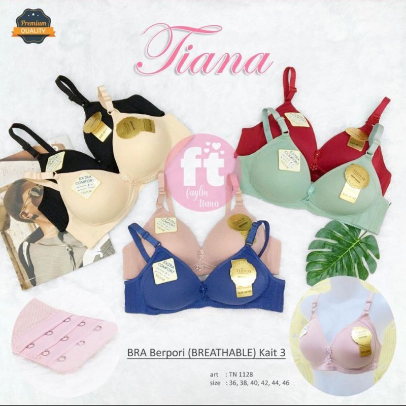 Tiana Bra jumbo size 44, 46, tanpa kawat, cup besar, kait 3