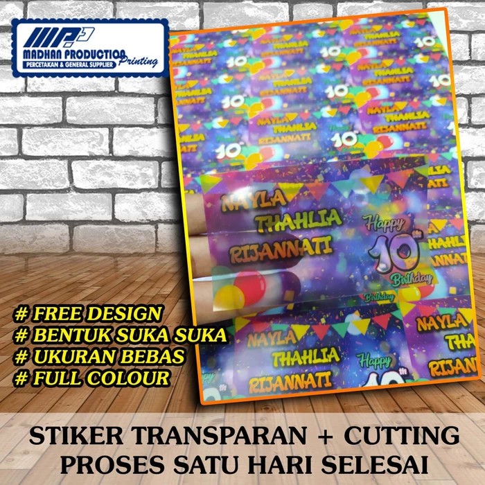 

cetak stiker label A3+ sehari jadi. STIKER TRANPARANT