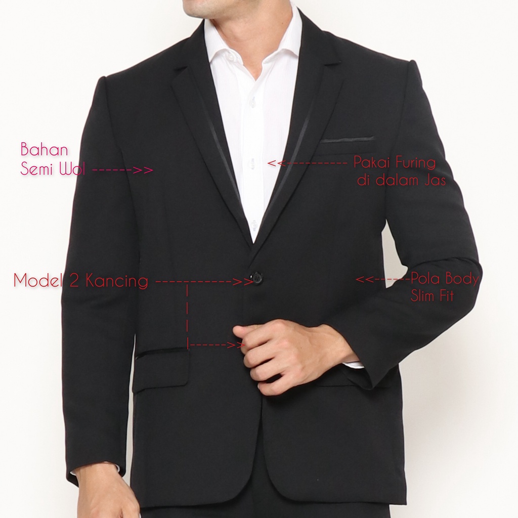 Jas Blazer Pria Formal Slimfit Kancing Dua Jas Untuk Kerja Kantor Nikah Pengantin Pria Kualitas Tailor Bahan Premium High Quality