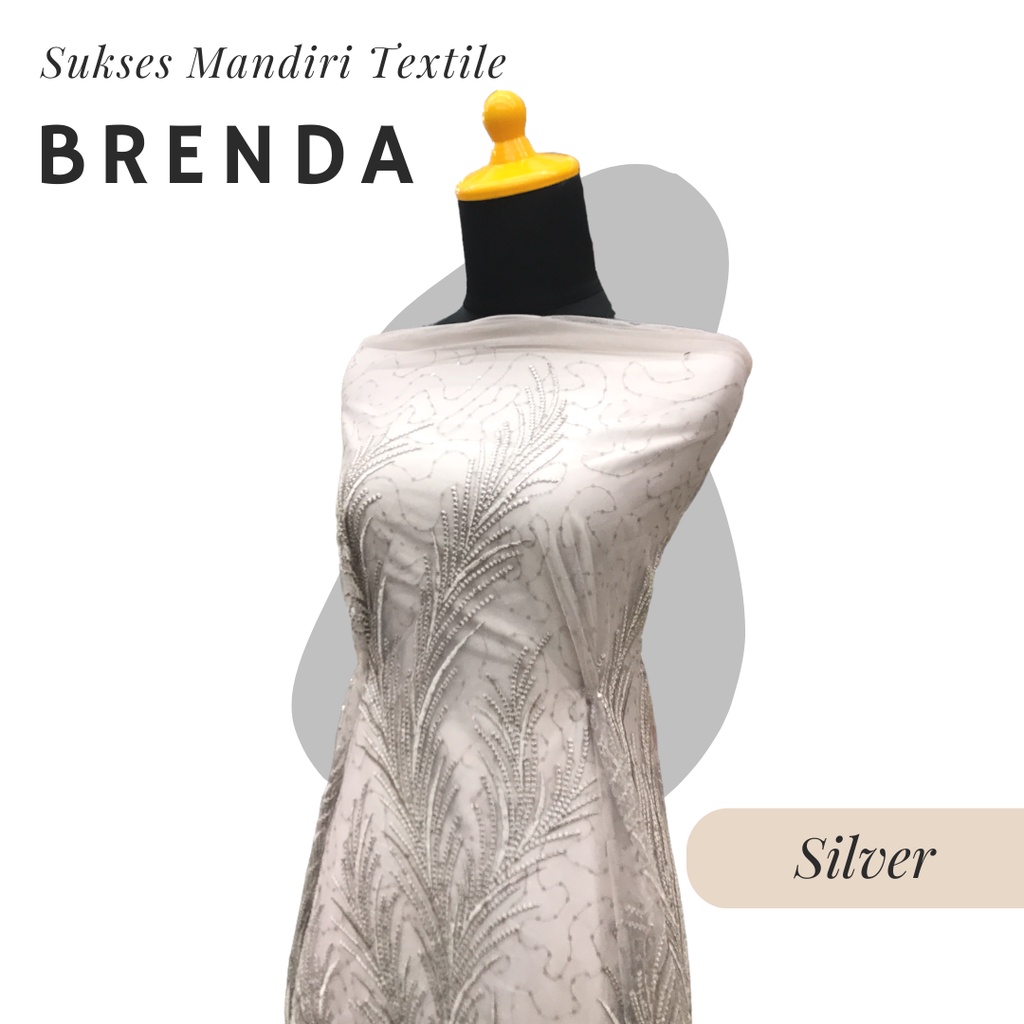 [BRENDA] Brokat Brukat Tile Premium Mewah Warna Silver Abu Perak | Harga ½ meter = 50 cm (Bahan Dres