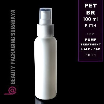 Botol Plastik PET 100ml BR Putih Tutup Pump Treatment HC Putih