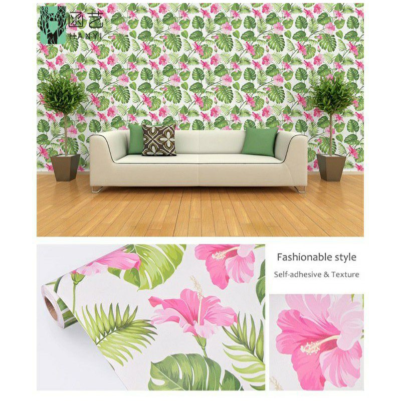 Wallpaper Dinding Motif Monstera Hijau Ukuran Panjang 10Meter x Lebar 45cm