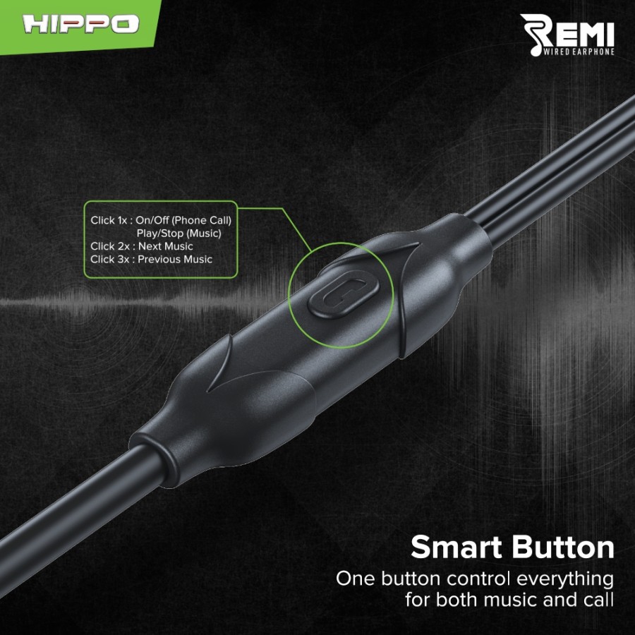 Hippo Handsfree Remi Stereo Wired Earphone Microphone (1 tray isi 12 pcs) grs resmi hippo original