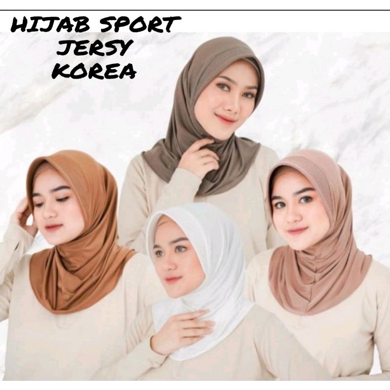 HIJAB SPORT INSTAN/HIJAB INSTAN SPORTY JERSEY KOREA IMPORT