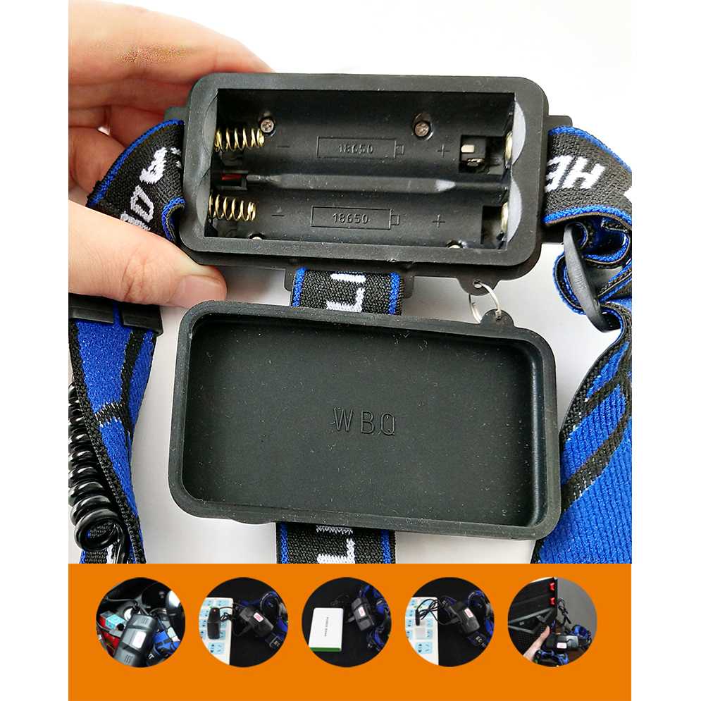 Senter Kepala LED Super Terang / High Power Headlamp LED Cree XML T6 + Charger / Senter Cas Kepala Anti Air Jarak Jauh / Headlamp Outdoor Senter Kepala Adventure Pendaki Naik Gunung Cahaya Putih / Lampu Kepala Sorot Jauh / Senter Cas Tahan Lama Murah