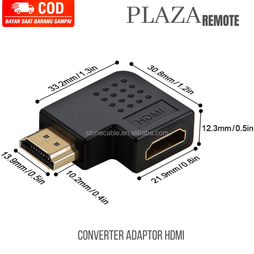 HDMI Slim L Shape Converter Male to Female Adaptor Siku 270 Derajat