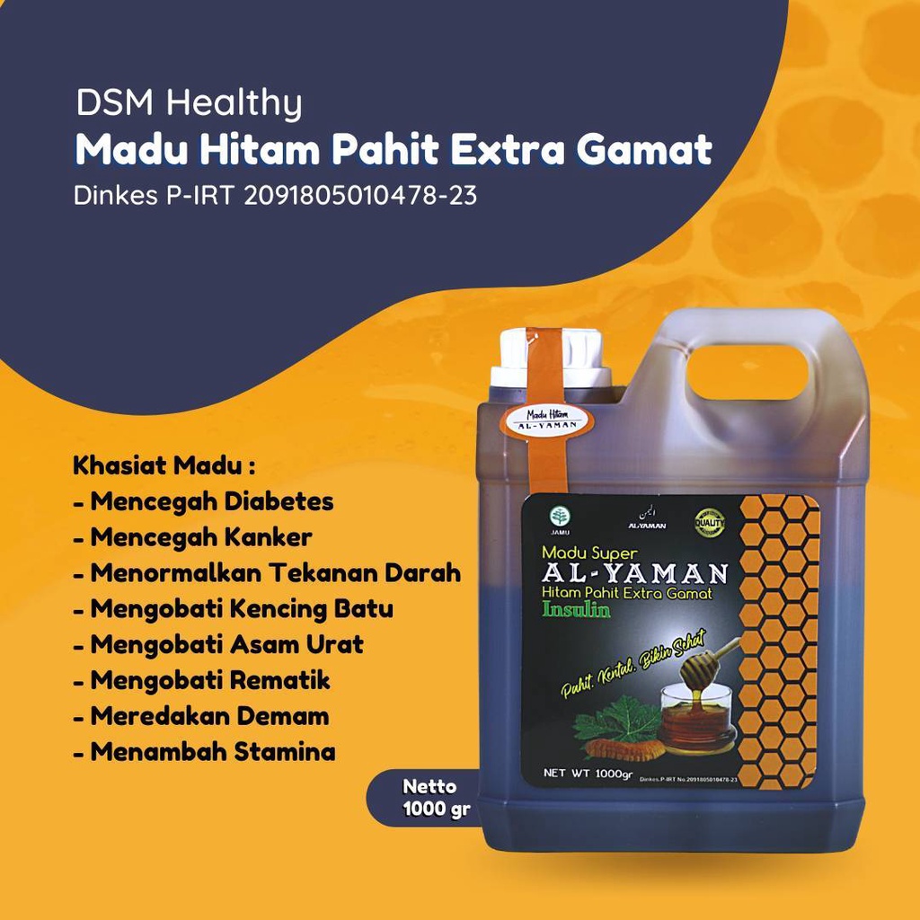 

Madu Hitam AL-YAMAN pahit extra Gamat 1000gr