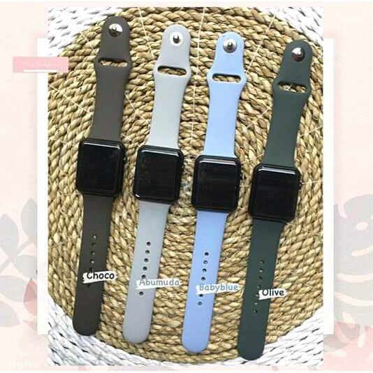 JAM TANGAN WANITA PRIA IWATCH LED STRAP POLOS ORIGINAL FREE 1 TALI HITAM