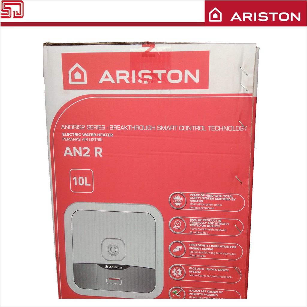 Ariston Andris 2 AN2 R 10 liter 200w Low Watt Kecil Water Heater Keluarga Pemanas Air Hangat Mandi Irit Listrik