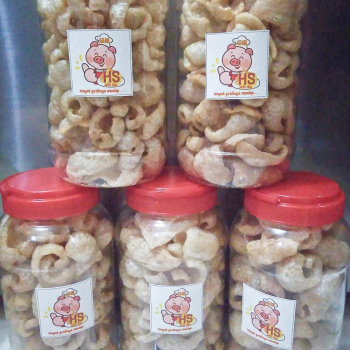 

NEW kerupuk kulit babi kemasan toples 180gram full