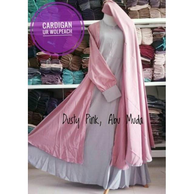 Gamis Syari Cardigan Baju Muslimah Set Bergo dan Cadar Tali