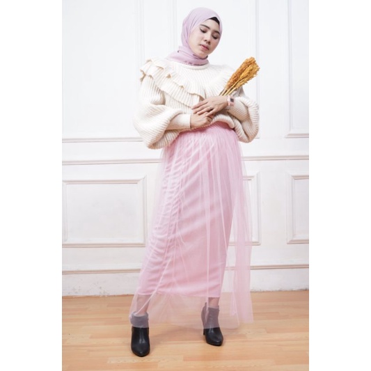 Ariana - Rok Tutu  Dewasa Panjang 90 cm Model High Waist Lipat Bahan Mesh Tulle Elastis