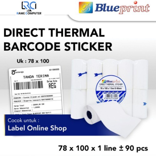 BLUEPRINT - Direct Thermal Sticker / Label Stiker 78x100 mm - 90pcs