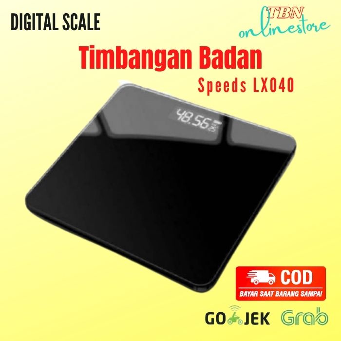 Alat Timbangan Badan Kaca Digital Murah Hitam Polos Max 180kg Body fat Scale 26x26cm