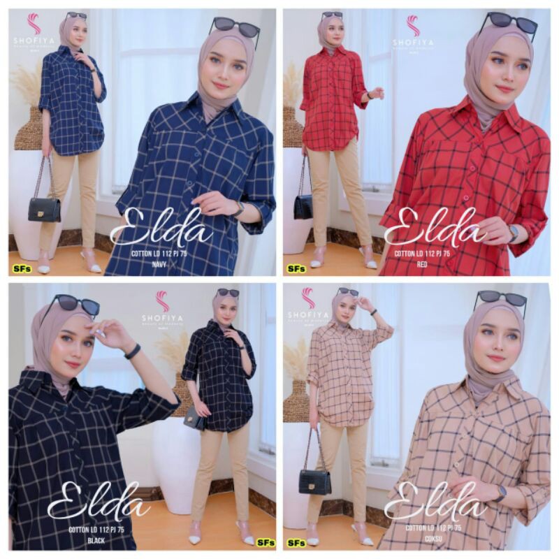 Elda tunik / kemeja kotak wanita / ori by Shofiya