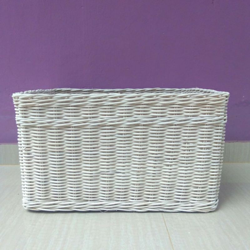 keranjang rotan kotak penyimpanan serbaguna persegi panjang laci penyimpanan barang baju kotor mainan anak laundry  45x38x35 cm