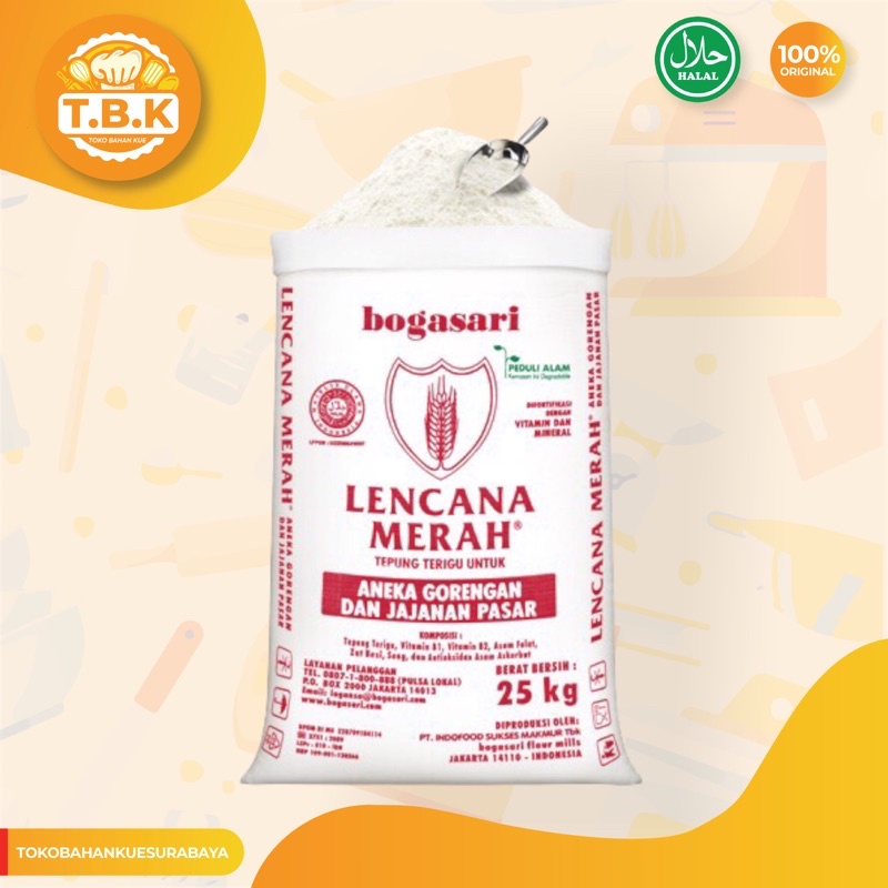 

Terigu Lencana Merah Bogasari 500gr / Kiloan / Timbangan / Protein Rendah / Toko Bahan Kue TERMURAH