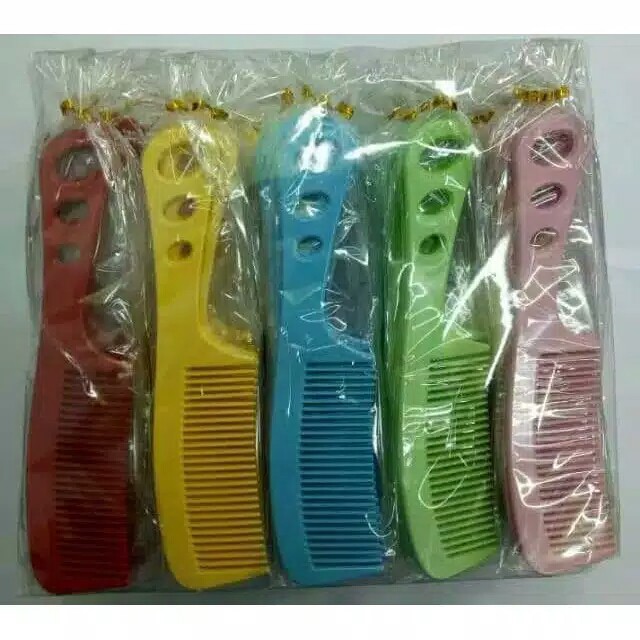 Souvenir Pernikahan Sisir Lobang Kecil / Mini Kemasan Plastik + kartu ucapan