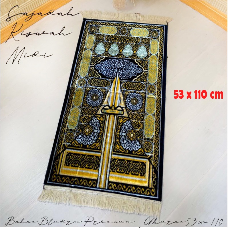 SAJADAH TURKI HITAM KISWAH PREMIUM UKURAN SEDANG