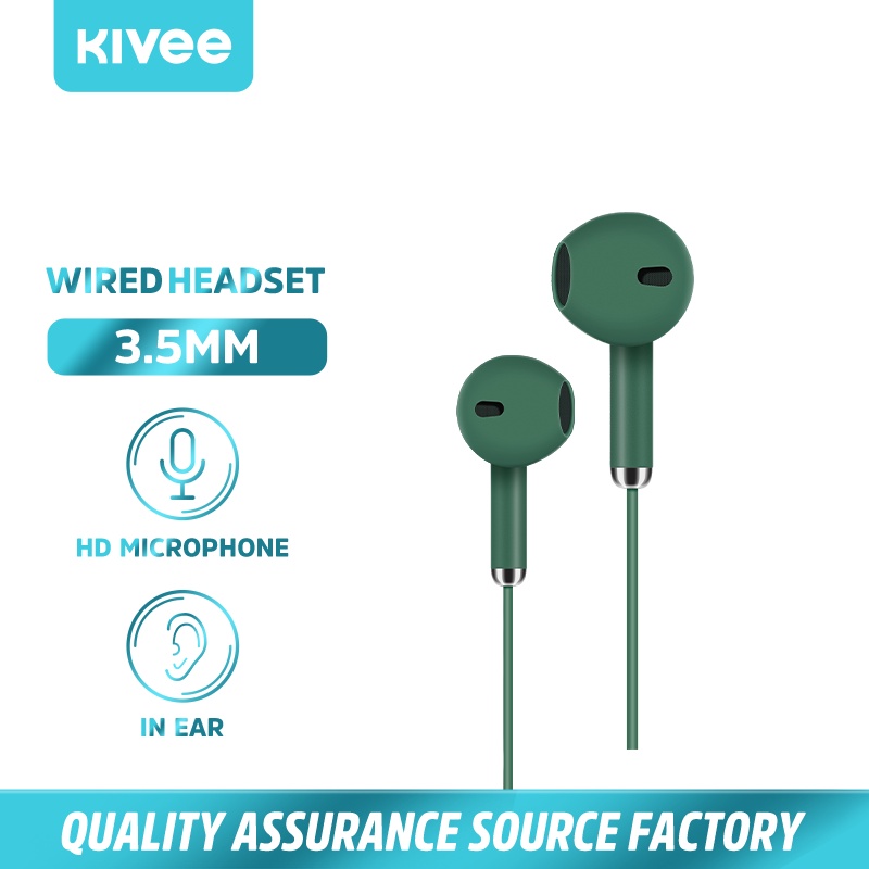 Kivee Headset earphone gaming macaron Original In ear universal Xiaomi oppo 3.5mm-KV-MT73 green