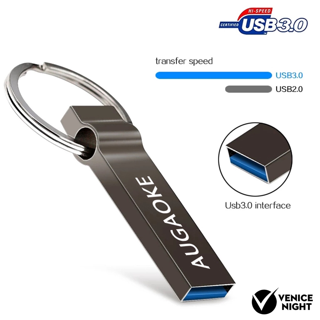 (SF) Augaoke 8 / 16 / 32 / 64 / 128GB Flash Disk USB Plug &amp; Play Portable Bahan Metal Untuk Komputer